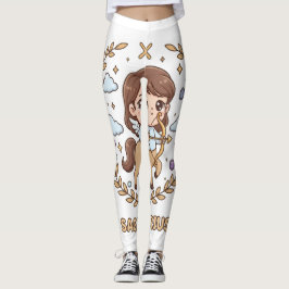 Cute Kawaii Sagittarius Zodiac Sign Leggings