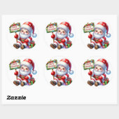 Cute Kawaii Santa Claus Holding Ronde Sticker (Vel)