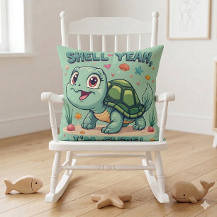 Cute Kawaii Schildpad met Grappige Strekking Oceaa Kussen