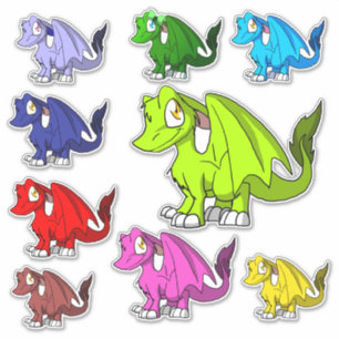 Cute Kawaii SD Furry Dragons Fantasy Illustration Sticker