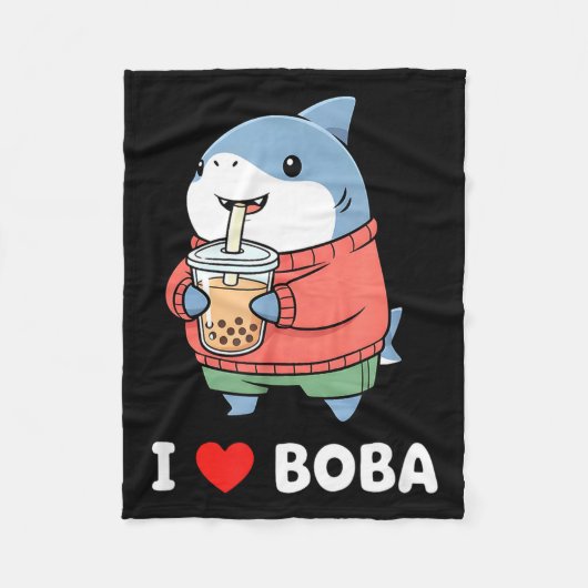 Cute Kawaii Shark Boba Tea Funny Bubble Tea Lover  Fleece Deken (Voorkant)