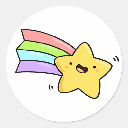 Cute Kawaii Shooting Star Ronde Sticker (Voorkant)