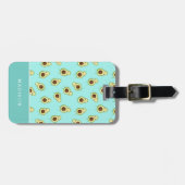 Cute Kawaii Smiling Avocado Pattern Personalized Bagagelabel (Voorkant horizontaal)