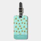 Cute Kawaii Smiling Avocado Pattern Personalized Bagagelabel (Voorkant verticaal)