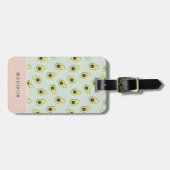 Cute Kawaii Smiling Avocado Pattern Personalized Bagagelabel (Voorkant horizontaal)