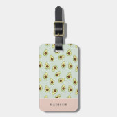 Cute Kawaii Smiling Avocado Pattern Personalized Bagagelabel (Voorkant verticaal)
