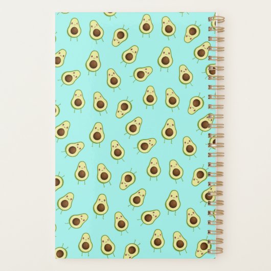 Cute Kawaii Smiling Avocado Pattern Personalized Planner (Achterkant)