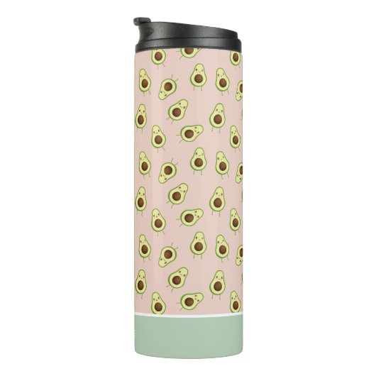 Cute Kawaii Smiling Avocado Pattern Personalized Thermosbeker (Geroteerd rechts)