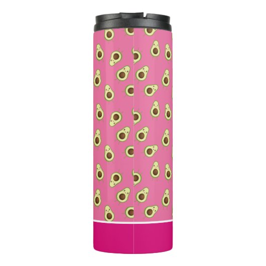 Cute Kawaii Smiling Avocado Pattern Personalized Thermosbeker (Achterkant)