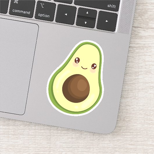 Cute Kawaii Smiling Avocado Sticker (Detail)