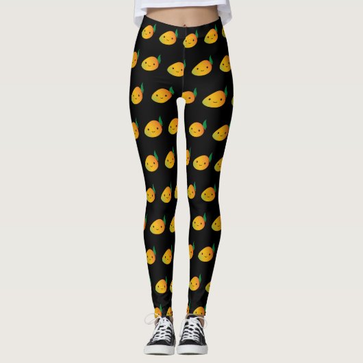 Cute Kawaii Smiling Mango Leggings (Voorkant)