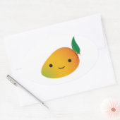 Cute Kawaii Smiling Mango Ovale Sticker (Envelop)