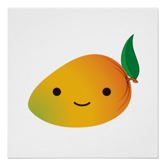 Cute Kawaii Smiling Mango Perfect Poster (Voorkant)