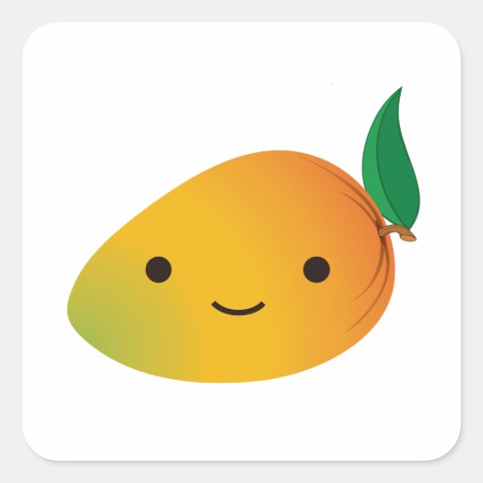 Cute Kawaii Smiling Mango Vierkante Sticker (Voorkant)