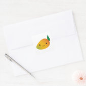 Cute Kawaii Smiling Mango Vierkante Sticker (Envelop)