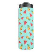 Cute Kawaii Smiling Pineapple & Watermelon Thermosbeker (Voorkant)
