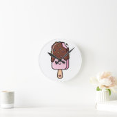 Cute Kawaii Smiling Popsicle Ronde Klok (Huis)