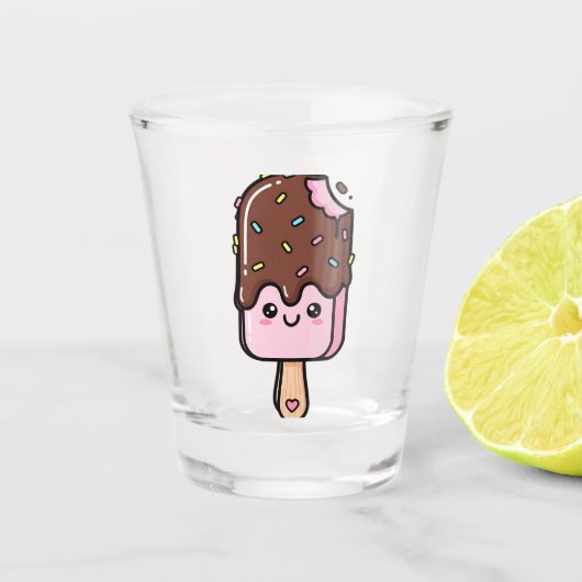 Cute Kawaii Smiling Popsicle Shot Glas (Voorkant)