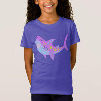 Cute Kawaii Smiling Shark in Paars en blauw