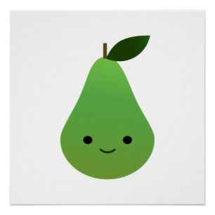 Cute kawaii Smilling Pear Perfect Poster