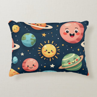 Cute Kawaii Solar System Planets Accent Pillow Accent Kussen