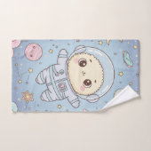 Cute Kawaii Space - Astronaut and Smiling Moon (Serviette à main)