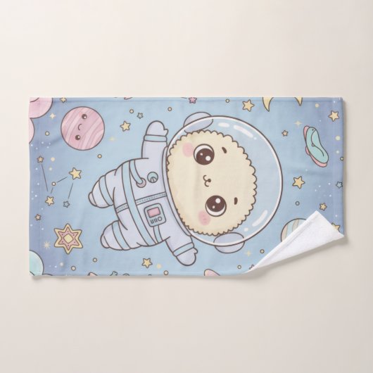Cute Kawaii Space - Astronaut and Smiling Moon (Serviette à main)