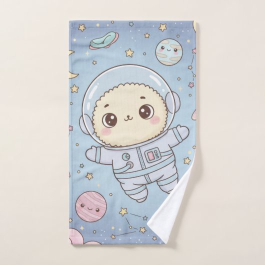 Cute Kawaii Space - Astronaut and Smiling Moon (Serviette à main)