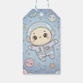 Cute Kawaii Space - Astronaut and Smiling Moon Cadeaulabel (Achterkant)