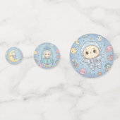 Cute Kawaii Space - Astronaut and Smiling Moon Confetti (Voorkanten)