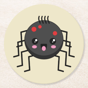 Cute Kawaii Spider Ronde Kartonnen Onderzetter