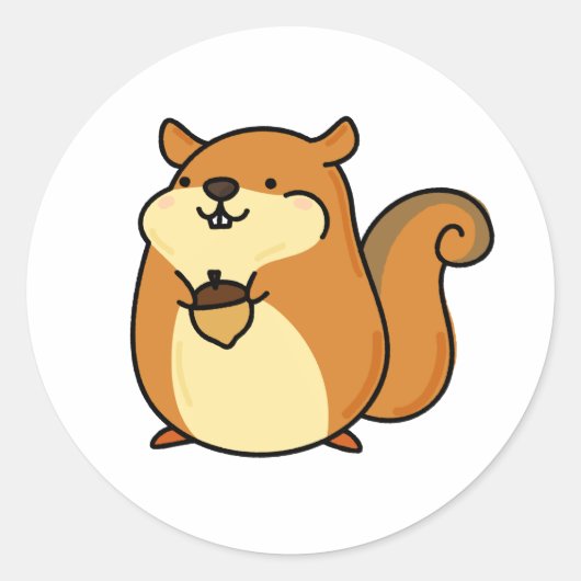 Cute Kawaii Squirrel Ronde Sticker (Voorkant)
