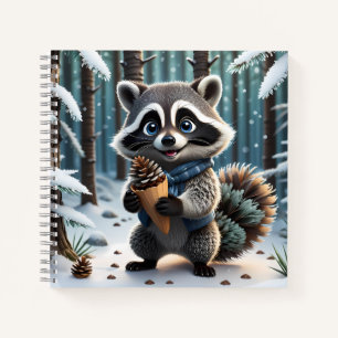 Cute Kawaii stijl Wasbeer met een dennenroomijsje Notitieboek