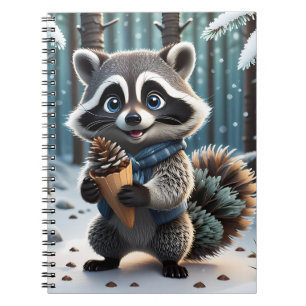 Cute Kawaii stijl Wasbeer met een dennenroomijsje Notitieboek
