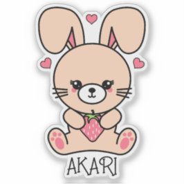 Cute Kawaii Strawberry Bunny Rabbit Sticker