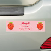 Cute kawaii strawberry cartoon illustration bumpersticker (Op auto)