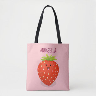 Cute kawaii strawberry cartoon illustration draagtas
