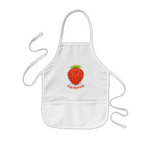 Cute kawaii strawberry cartoon illustration kinder schort