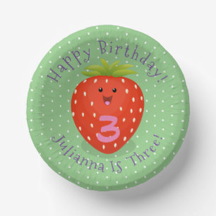 Cute kawaii strawberry cartoon illustration papieren kommen