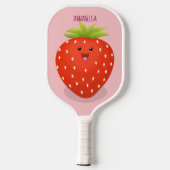Cute kawaii strawberry cartoon illustration  pickleball paddle (Achterkant)