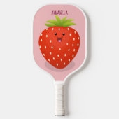 Cute kawaii strawberry cartoon illustration  pickleball paddle (Voorkant)