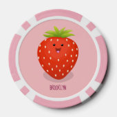 Cute kawaii strawberry cartoon illustration poker chips (Achterkant)