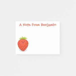 Cute kawaii strawberry cartoon illustration post-it® notes