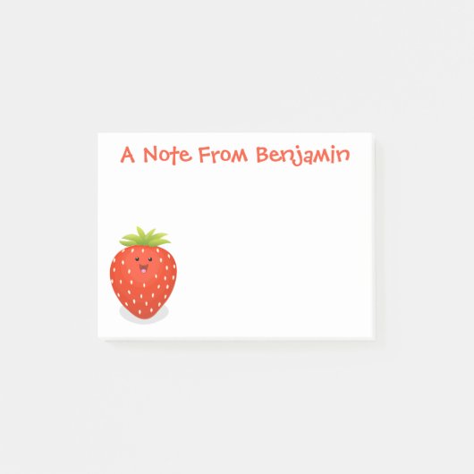 Cute kawaii strawberry cartoon illustration post-it® notes (Voorkant)
