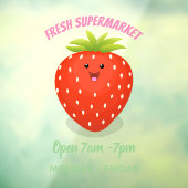 Cute kawaii strawberry cartoon illustration raamsticker (Vel 3)