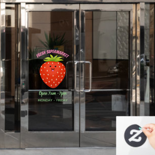 Cute kawaii strawberry cartoon illustration raamsticker