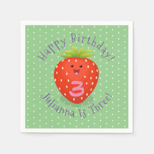 Cute kawaii strawberry cartoon illustration servet