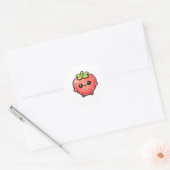 Cute Kawaii Strawberry Character Ronde Sticker (Envelop)