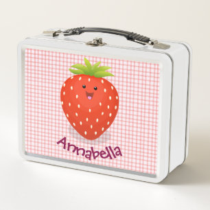 Cute kawaii strawberry check cartoon illustration