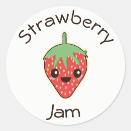 Cute Kawaii Strawberry Jam Jar Label